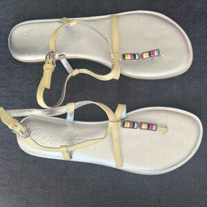 Brighton Yellow and Silver Sandals with Multicolor Accents